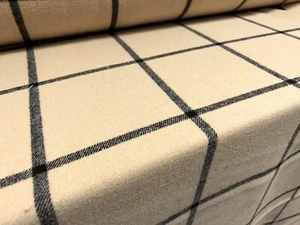 Wool Mouflon Flannel Brushed Fabric, Per Metre - Matrix Check - Cream & Grey - Picture 1 of 3