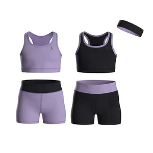 Essenclo Girls Sets Crop Tank & Shorts Cheer, Volleyball Size 3-16 (5 Pcs) - Picture 1 of 99