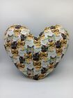 Vintage Kitty Cat Wearing Glasses Home Decor Heart Shaped Throw Pillow. 