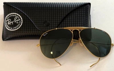 vtg 80s B&L Ray Ban Aviator Sunglasses The General wrap around ear 58 14 - Image 1 of 4