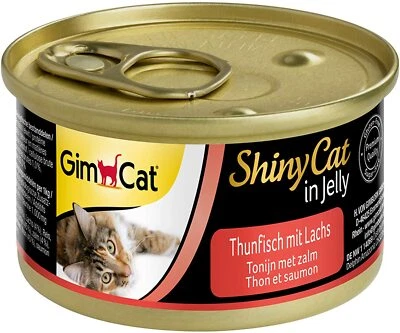 GimCat ShinyCat in Jelly Thunfisch Lachs Katzenfutter Nassfutter 24 x 70g - Bild 1 von 2
