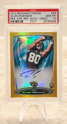 2014 Allen Robinson Rookie Auto /50 Bowman Chrome Gold Refractor PSA 10 RC POP 3 - Image 1 of 4