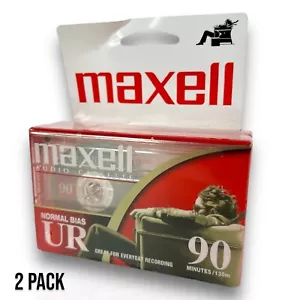 Paquete de 2 casete de audio Maxell 90 minutos sesgo normal UR totalmente nuevo sellado - Imagen 1 de 6
