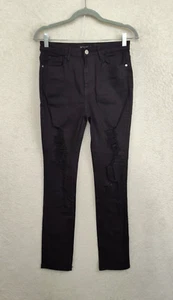 Fashion Nova Girls Jeans 9 Black Tie Dye Cotton Blend Distressed Regular Fit - Picture 1 of 21