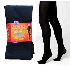 LADIES WOMEN THERMAL TIGHTS FLEECE LINED WINTER THICK BLACK 2.3 TOG RATED S-XL - Picture 1 of 3