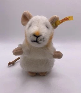 Steiff Germany Pilla Maus Standing White Plush Mouse Yellow Tag In Ear - 056215 - Picture 1 of 9