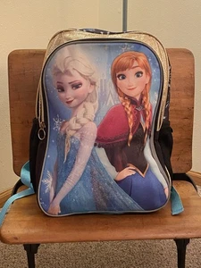 Disney Raro Frozen Anna Elsa 16" Mochila Bolso Escolar Azul Dorado Borde Brillante - Imagen 1 de 17