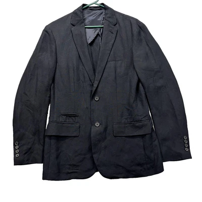 Blazer Armani Exchange Para Hombres 36 Negro Calce Ajustado Dos Botones Mezcla de Poliéster Traje Chaqueta Foto 1 de 4