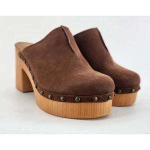 Mia dunkelbraune Damenschuhe Kunstleder geschlossene Zehe klobiger Clog Blockabsatz Größe 8 - Bild 1 von 5