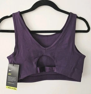 NWT Nike Women’s Athletics Logo Yoga Sports Bra Purple Sz XL Move To Zero - Picture 1 of 12