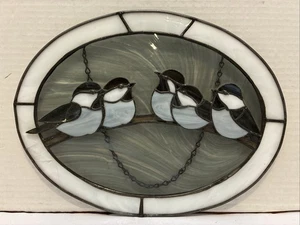 Usado*14 x 10,5 vidrieras Chickadee Bird con relleno de plomo*Algunos daños*¡L@@K! - Imagen 1 de 6