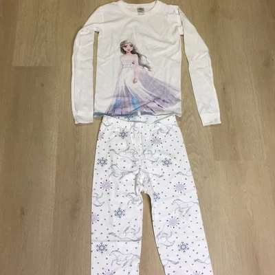 Hanna Andersson Disney Frozen Elsa Horse White & Purple Graphic 2 Pc Pajamas 12 - Image 1 of 4