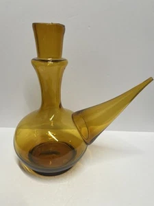 Vintage großer 9,5" Spanisch - Braunglas Porron Weinkrug Dekanter MCM - Bild 1 von 15