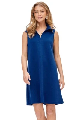 Dear Scarlett Womens Cruise Sleeveless Travel Dress, Azure Navy - Image 1 of 2