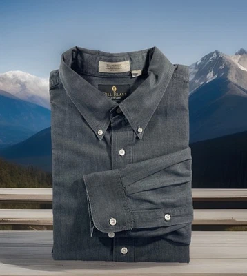 Bill Blass 100% Cotton Denim Gray Button Down Shirt Size 17.5  36 - Image 1 of 4