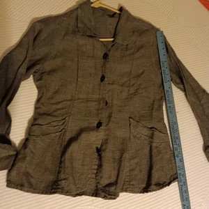 Designer Linen Adjustable Waist Jacket Top Browns - M/L - Picture 1 of 4