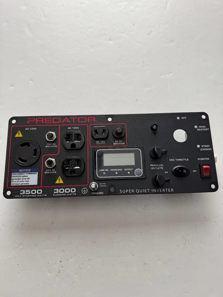 Predator 3500 - 3000/3500W Inverter Generator/ Electric Start Control Panel - Image 1 of 4