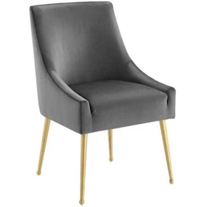 Modway Discern 19" Upholstered Performance Velvet Dining Chair in Gray - Picture 1 of 6
