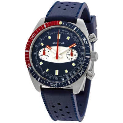 Reloj para hombre BULOVA 98A253 ARCHIVE Series cronógrafo esfera azul bisel Pepsi $695 Foto 1 de 3