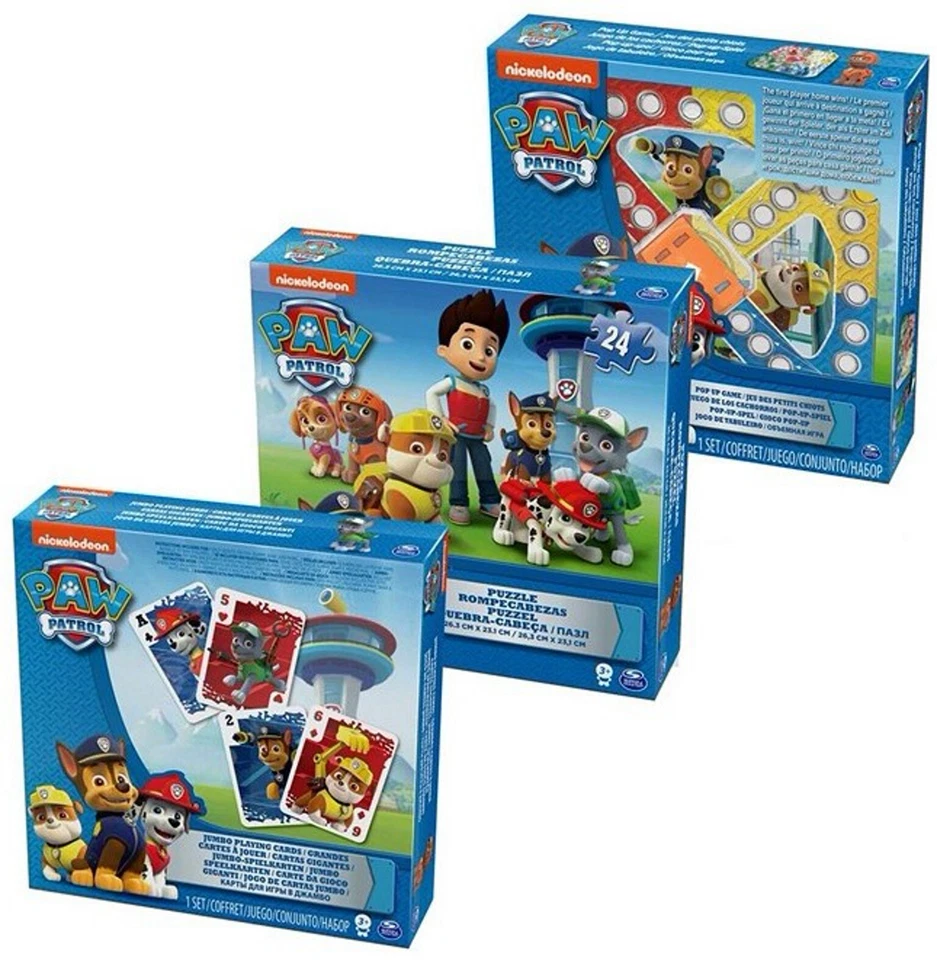 Paw Patrol Spiele Sammlung 3er Set Puzzle - Spielkarten - Popper Junior Spiel - Bild 1 von 2