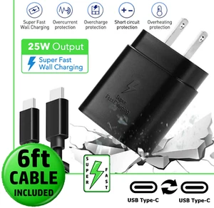 25w Type USB-C Super Fast Wall Charger+6FT Cable FOR Samsung Galaxy S24 S23 S22 - Picture 1 of 11