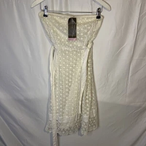 M&S Limited Collection White Belted Crochet Dress Size 8 New - Picture 1 of 2