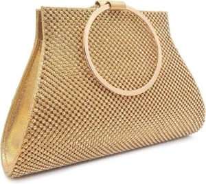 Bolso sin asas de cristal monederos de novia y dama de honor elegante pulsera dorada - Imagen 1 de 6