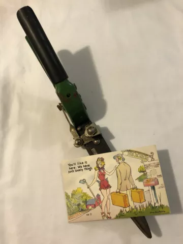 Vtg Green Handle Garden Clippers Shears & Postcard Farmer's Daughter Cover