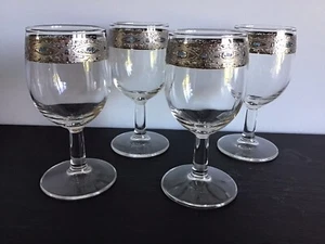 Vintage MCM Culver LTD Sorrento Wine Glasses Set of 4, Blue And Silver - Picture 1 of 5