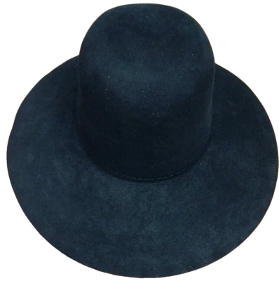 DE COLECCIÓN NEWTS SOMBRERO DE FIELTRO DE PIEL 7 1/8 NEGRO REDONDO CORONA ABIERTA VAQUERO WESTERN 22.5" EE. UU. Foto 1 de 4