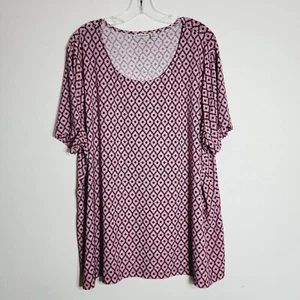 Croft & Barrow Pink Top Plus Size 3X Short Sleeve Pullover Stretch Casual - Picture 1 of 4