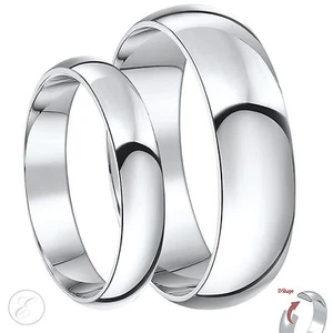 Palladium Wedding Rings His-Hers Set Solid Palladium 950  4&6mm Heavy D Shape  - Picture 1 of 1
