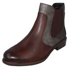 Ladies Remonte 'D0F70' Brown Leather Combination Ankle Boots