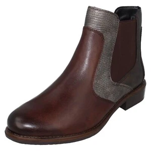 Damen Remonte 'D0F70' Braunes Leder Kombination Stiefeletten - Bild 1 von 18
