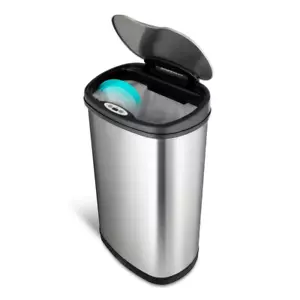 13.2 Gal. Hands-Free Infrared Motion Sensor Trash Can/Stainless Steel Trash Cab - Picture 1 of 12