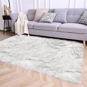 Faux Fur Sheepskin Area Rug Non-Skid Furry Carpet for Living Room in Many Colors