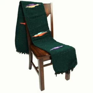 Green Mexican Blanket Forest Thunderbird Yoga Native Tapestry Falsa Throw XL  - Picture 1 of 4
