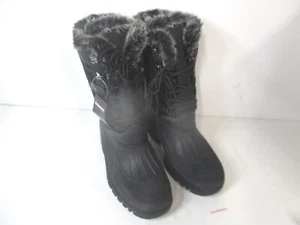 Knixmax Women's Size 11 Men's 9 Black Waterproof Mid Calf Winter Snow Boots - Picture 1 of 6