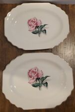Vintage W. S. George RARE Lido Pink Rose Platter 1930s Set of 2 Shabby Chic 11.5