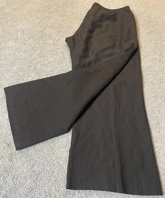 Y2K 90s Crop Linen Blend Pants Womens 14P Black Wide Leg Lined Career City Goth - Image 1 of 4