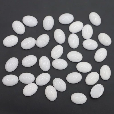 Cabujón de cabina ovalado de 10x14 mm piedra blanca natural 50 piezas hágalo usted mismo joyería sin agujeros Foto 1 de 4