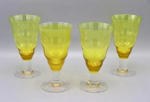 Set of 4 Villeroy & Boch Fontana Yellow 6.25" Water Goblets Cadmium Glows MINT - Picture 1 of 5