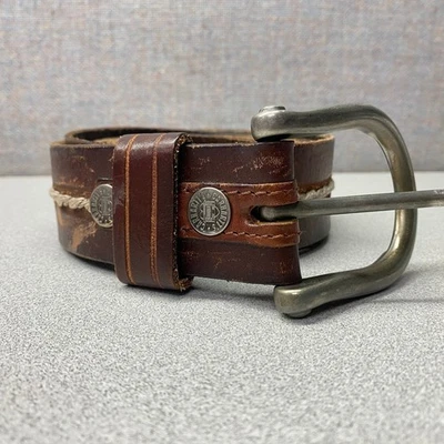 Cinturón de cuero Martins Carhartt de colección para hombre hebilla plateada marrón envejecido ropa de granero Foto 1 de 4