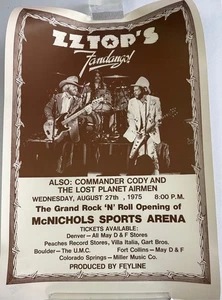 Póster enrollado de colección 1975 ZZ Top Fandango Colorado McNichols Sports Arena 18"x 25" - Imagen 1 de 3