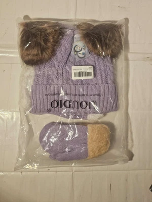 Binnie púrpura y mitones y calentador de cuello talla única para niñas  Foto 1 de 2