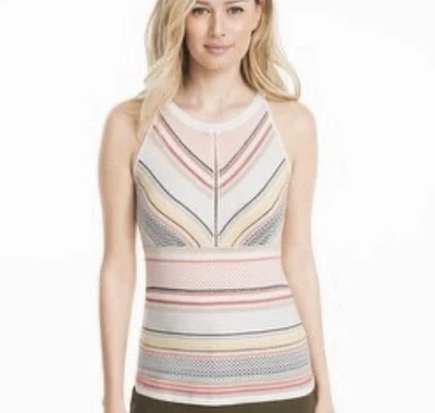 Camisa Tejida Sin Mangas a Rayas Chevron Rosa Mercado Negro Casa Blanca Talla S Foto 1 de 4