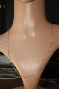 100% Genuine 9k Solid Yellow Gold Long Link Paperclip Chain  60cm. Brand New - Picture 1 of 11