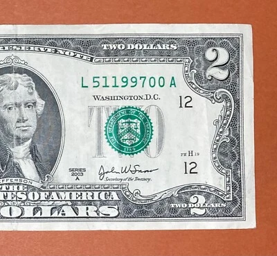 May 1, 1997 (L 51199700 A) Birthday Note $2 Two Dollar Bill (5 / 1 / 1997 __) - Image 1 of 3