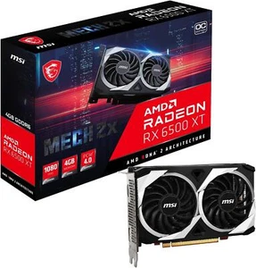 MSI Radeon RX 6500 XT MECH 2X 4G OC Gaming Graphics Card - 4GB GDDR6 - 2825 MHz - Picture 1 of 11
