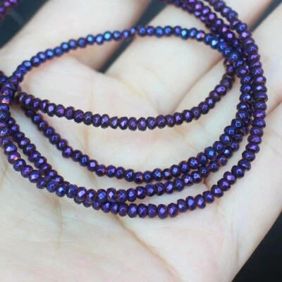 Natural Hematite Bead 2x3 2x4mm Faceted Rondelle Loose Bead Jewelry Making 180Pc - Image 1 of 4
